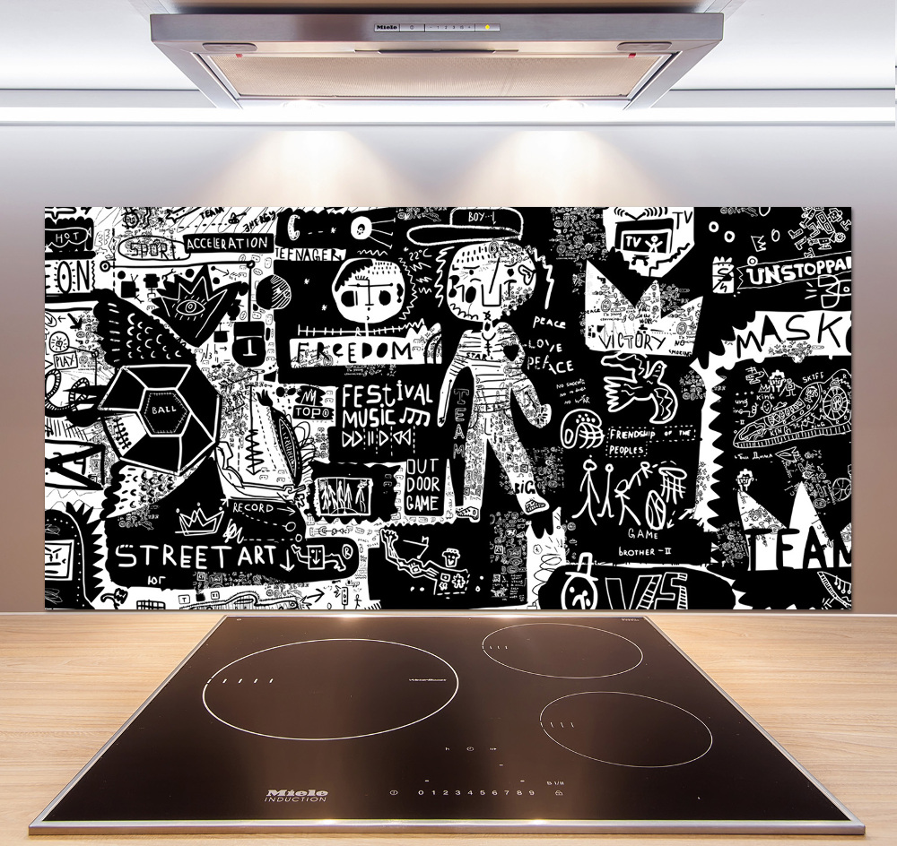 Panel między meble w kuchni Graffiti