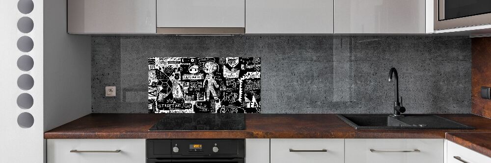 Panel między meble w kuchni Graffiti