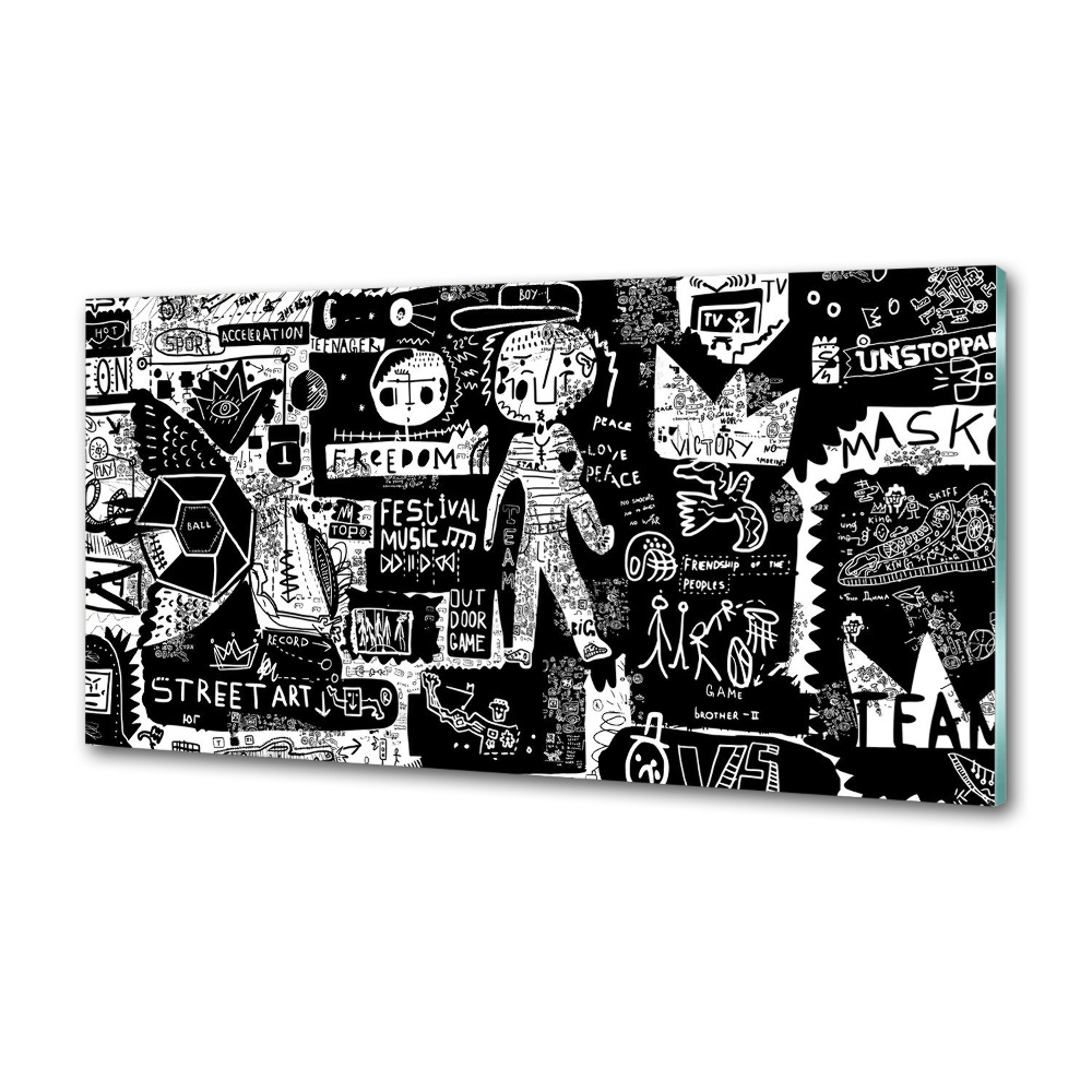 Panel między meble w kuchni Graffiti