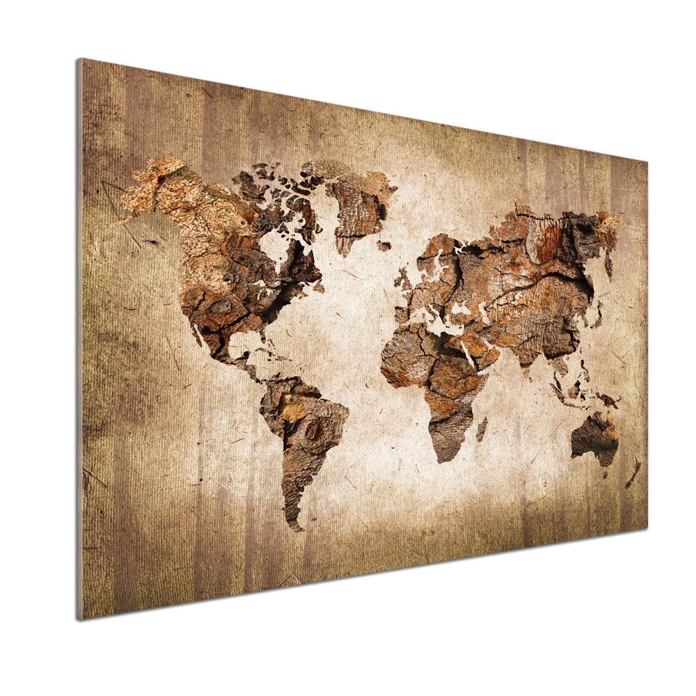 Panel do kuchni Mapa świata drewno