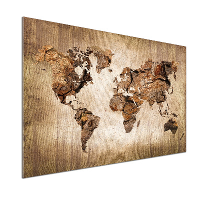 Panel do kuchni Mapa świata drewno