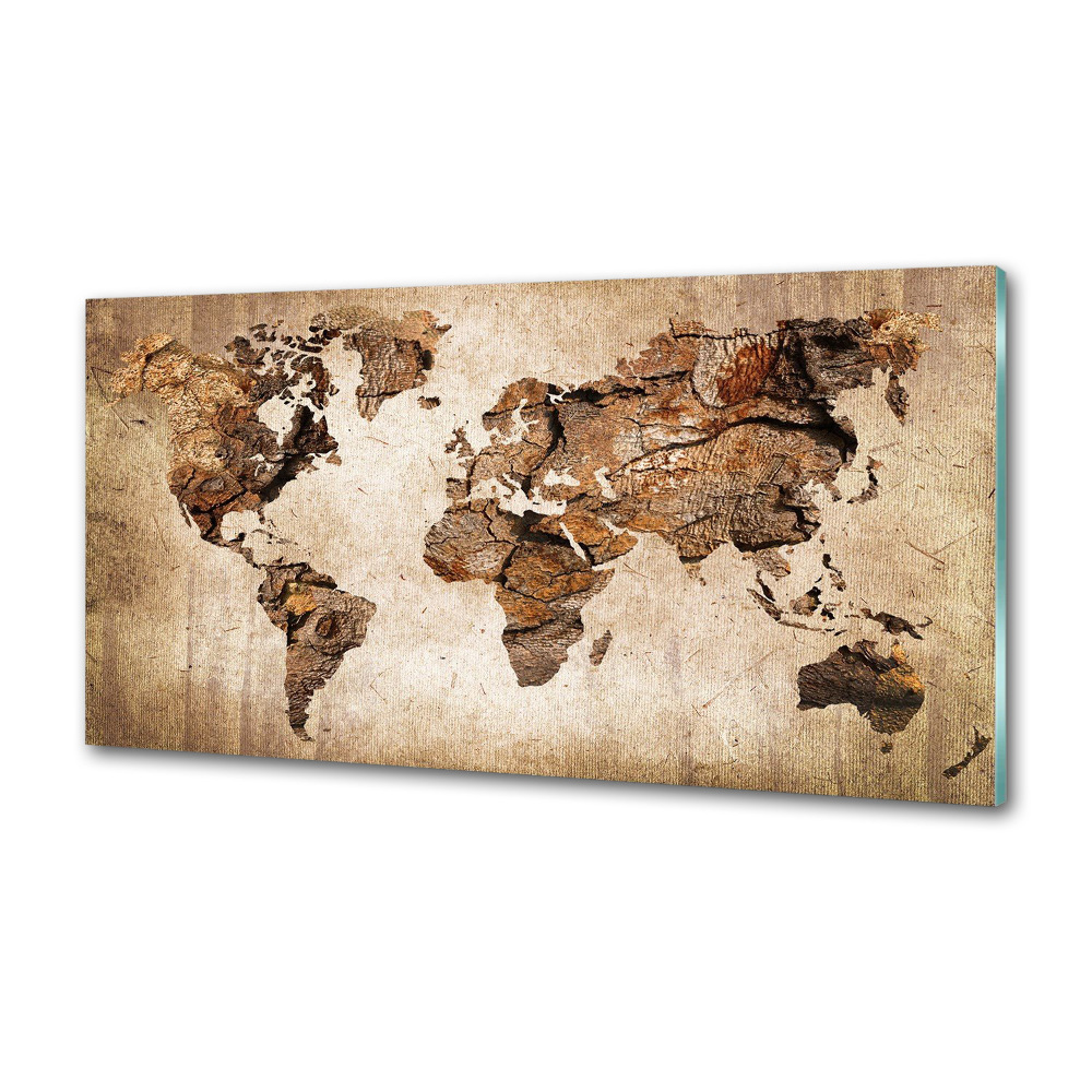 Panel do kuchni Mapa świata drewno