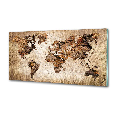 Panel do kuchni Mapa świata drewno