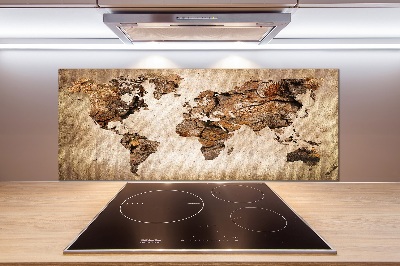 Panel do kuchni Mapa świata drewno