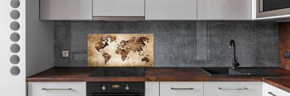 Panel do kuchni Mapa świata drewno