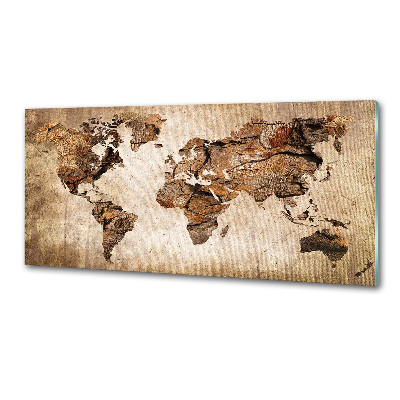 Panel do kuchni Mapa świata drewno