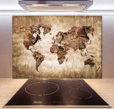 Panel do kuchni Mapa świata drewno