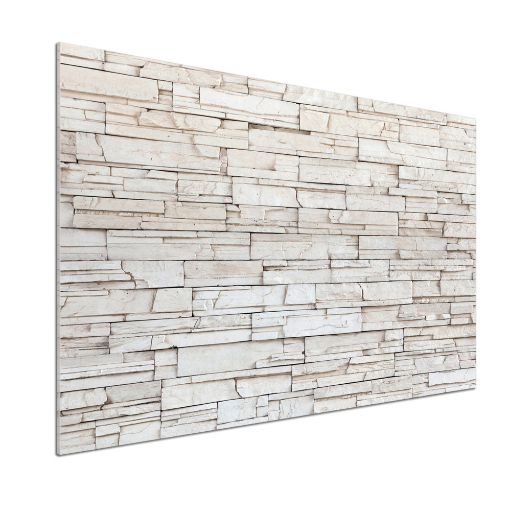 Panel lacobel Biała ściana kamień