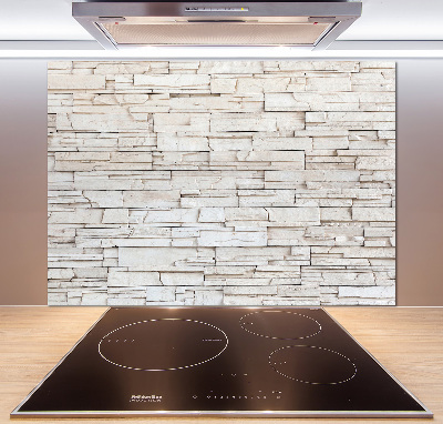 Panel lacobel Biała ściana kamień