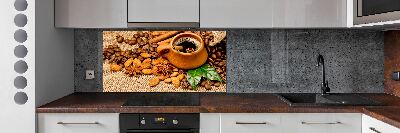 Panel lacobel Ziarna kawy i kubek