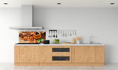Panel lacobel Ziarna kawy i kubek