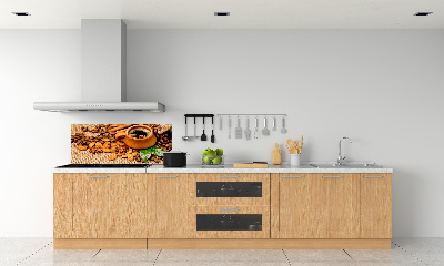 Panel lacobel Ziarna kawy i kubek