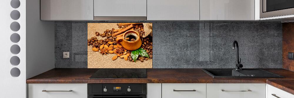 Panel lacobel Ziarna kawy i kubek