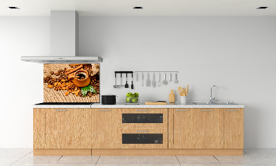 Panel lacobel Ziarna kawy i kubek