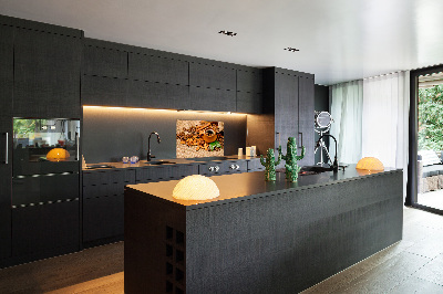 Panel lacobel Ziarna kawy i kubek