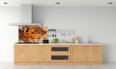 Panel lacobel Ziarna kawy i kubek