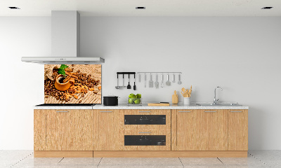 Panel lacobel Ziarna kawy i kubek