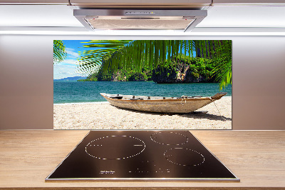 Panel do kuchni Łódka na plaży