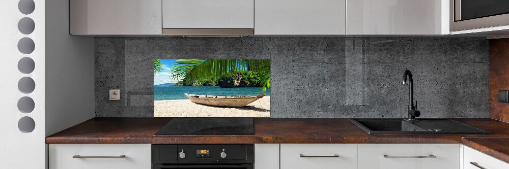 Panel do kuchni Łódka na plaży