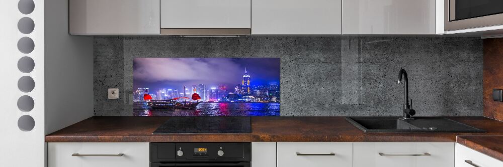 Panel do kuchni Hong kong nocą