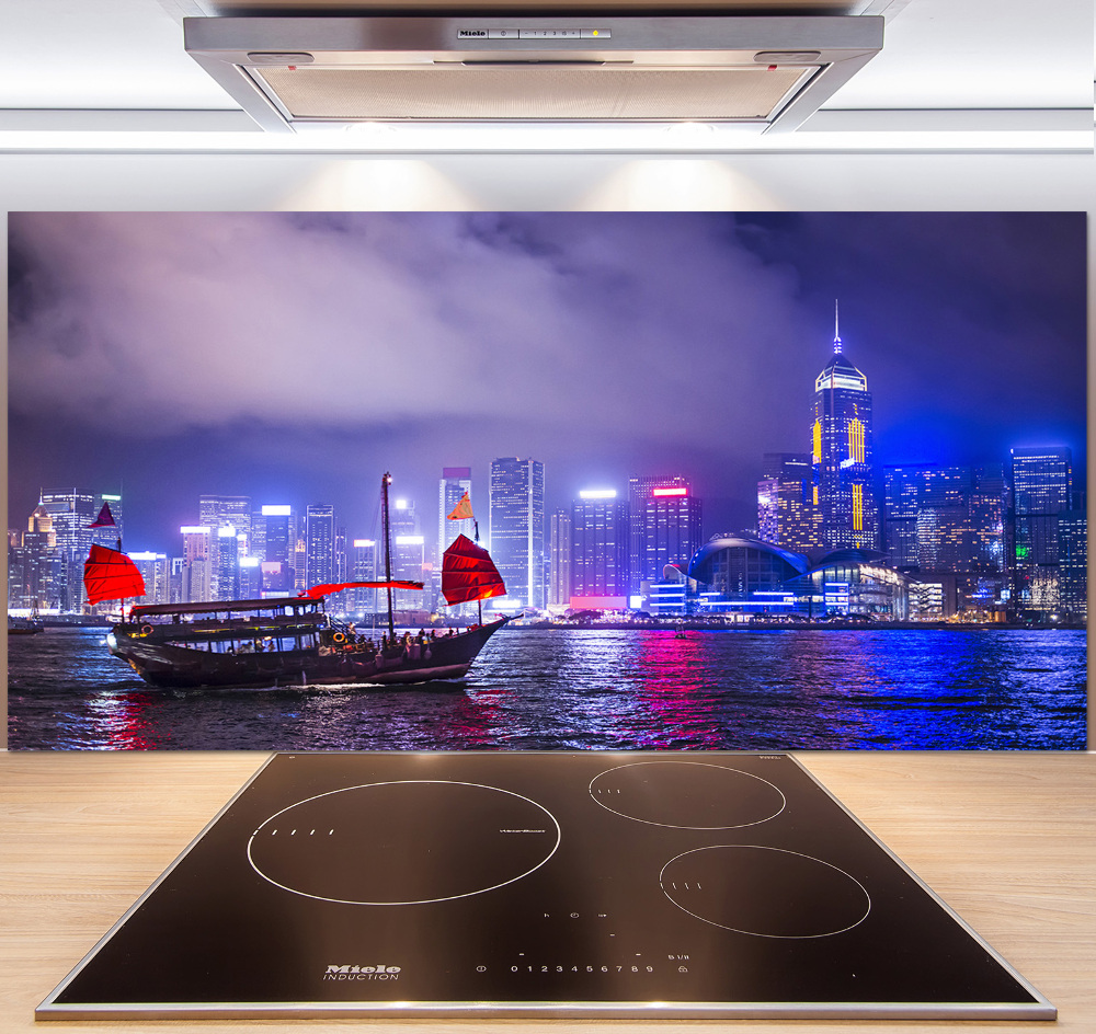 Panel do kuchni Hong kong nocą