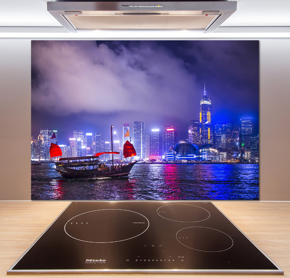 Panel do kuchni Hong kong nocą