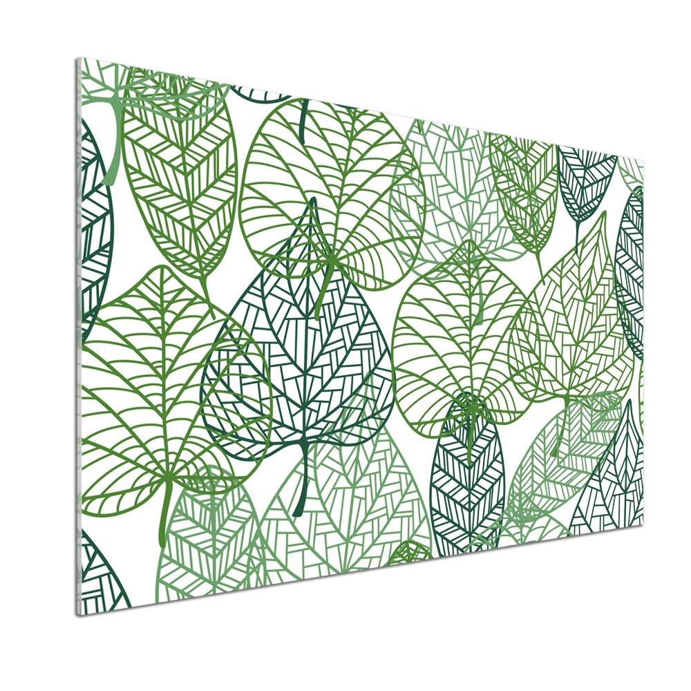 Panel lacobel Zielone liście wzór