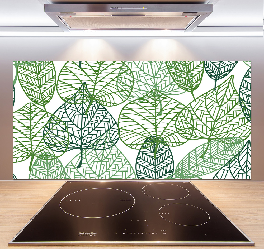 Panel lacobel Zielone liście wzór