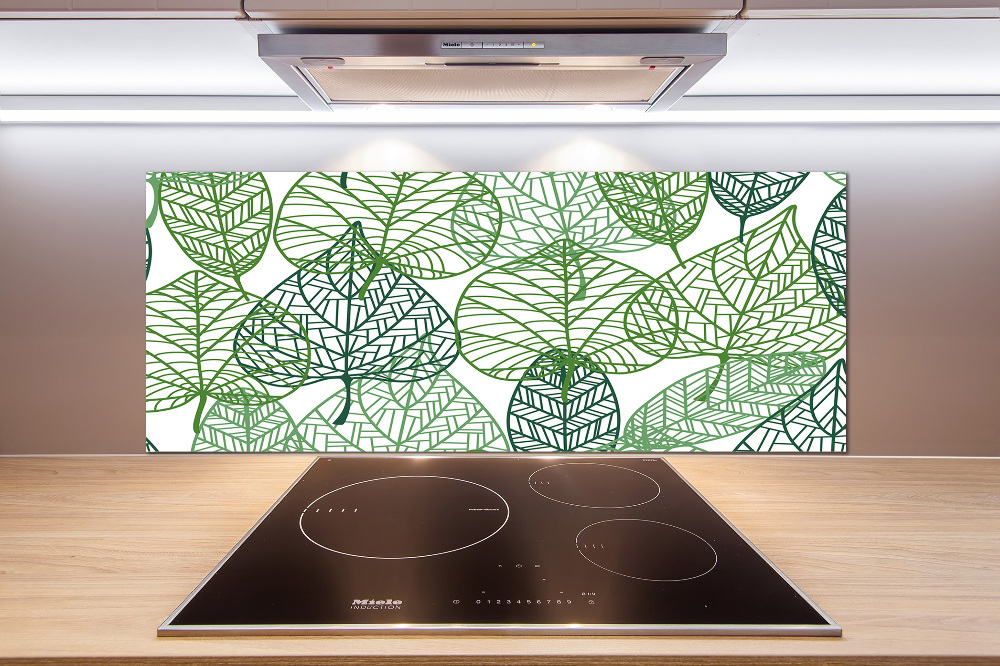 Panel lacobel Zielone liście wzór