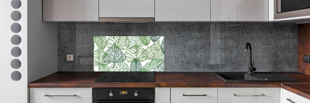 Panel lacobel Zielone liście wzór