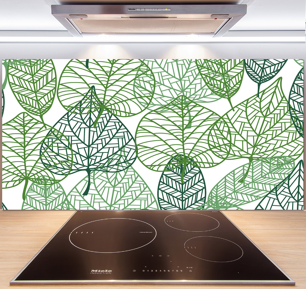Panel lacobel Zielone liście wzór