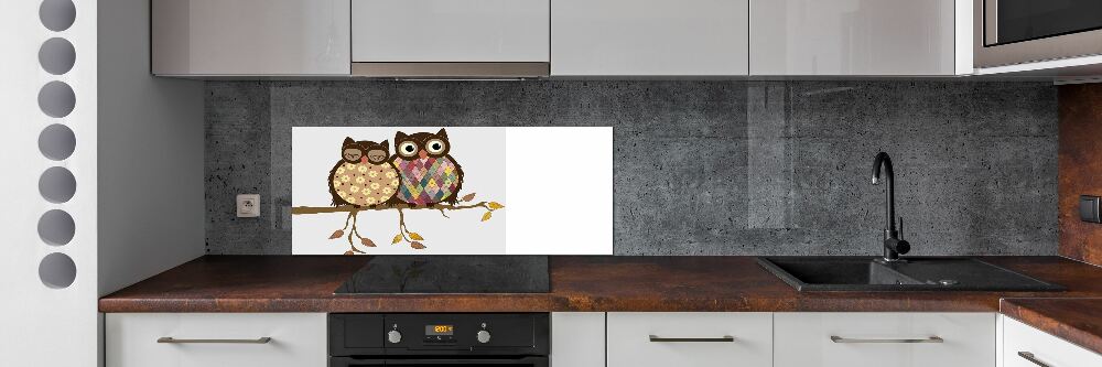 Panel lacobel Dwie sowy na gałęzi