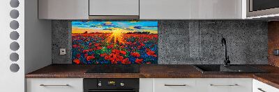 Panel dekor szkło Pole maków