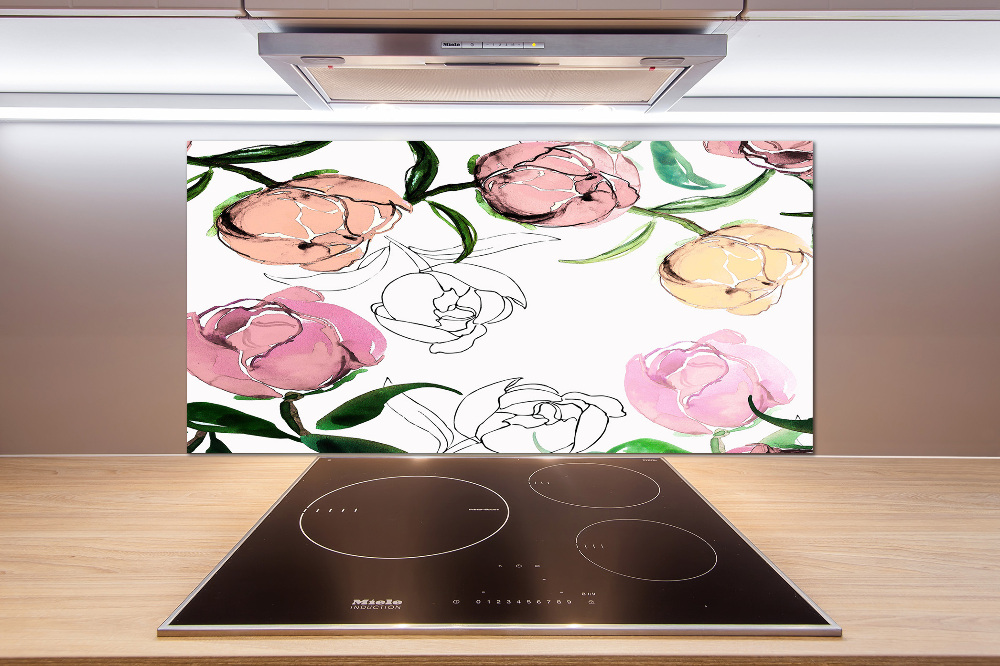 Panel dekor szkło Pąki piwonii