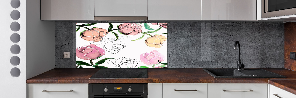 Panel dekor szkło Pąki piwonii