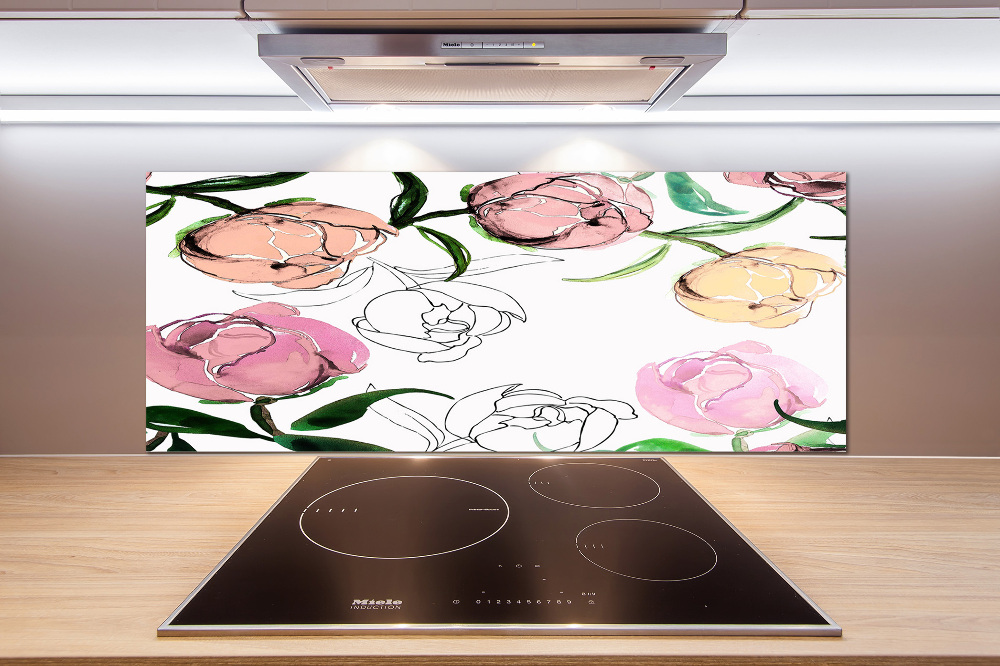 Panel dekor szkło Pąki piwonii