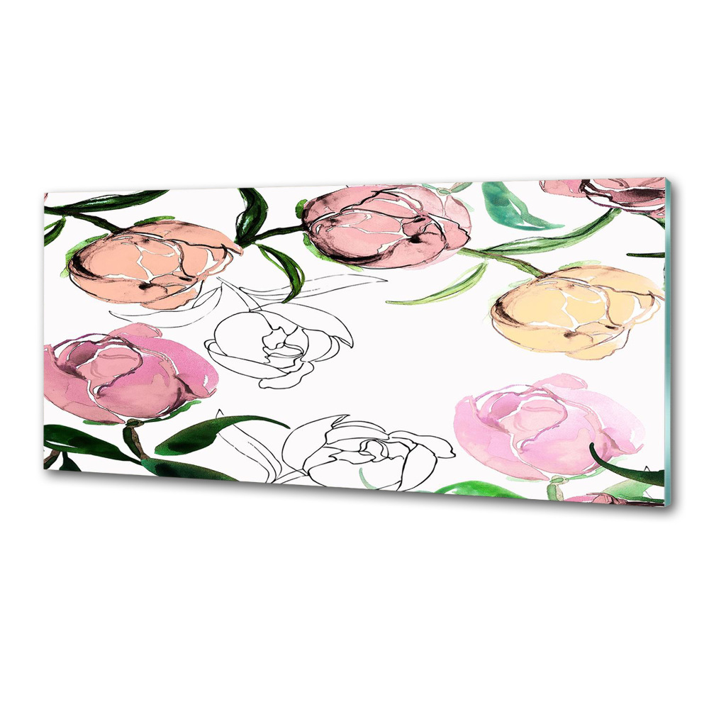 Panel dekor szkło Pąki piwonii