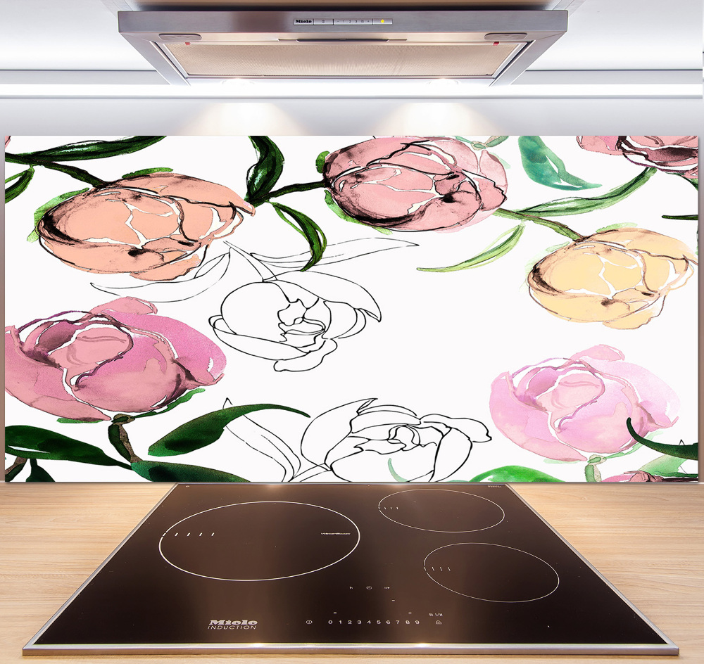 Panel dekor szkło Pąki piwonii