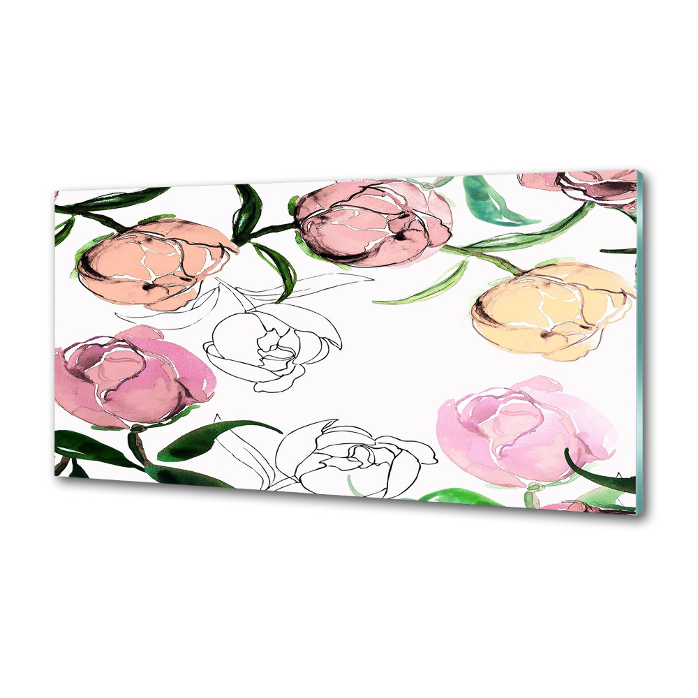 Panel dekor szkło Pąki piwonii