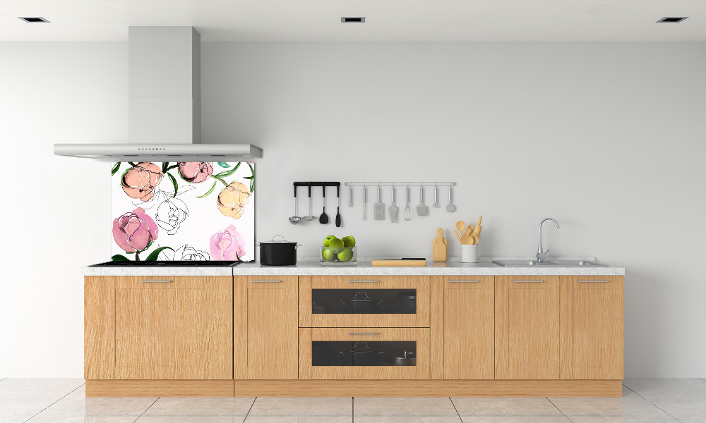 Panel dekor szkło Pąki piwonii