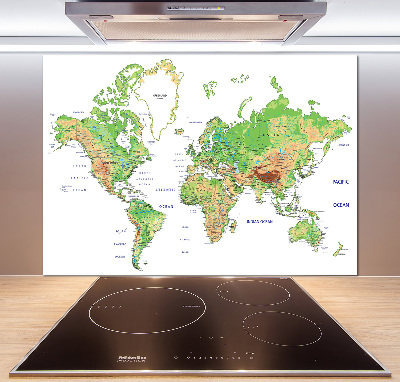 Panel dekor szkło Mapa świata