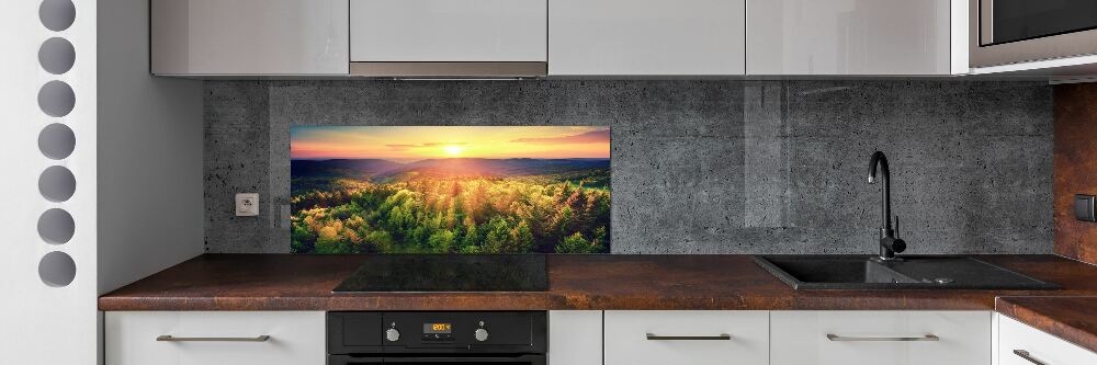 Panel do kuchni Las zachód słońca