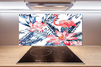 Panel do kuchni Flamingi i rośliny