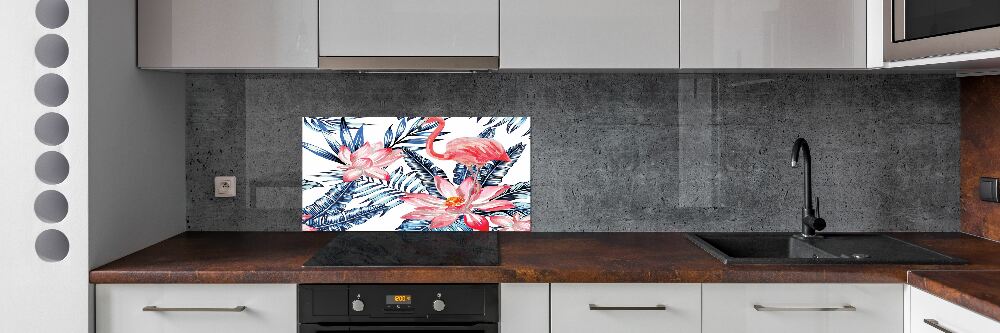 Panel do kuchni Flamingi i rośliny