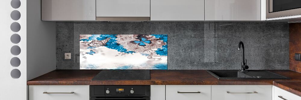 Panel do kuchni Kwiaty i motyle