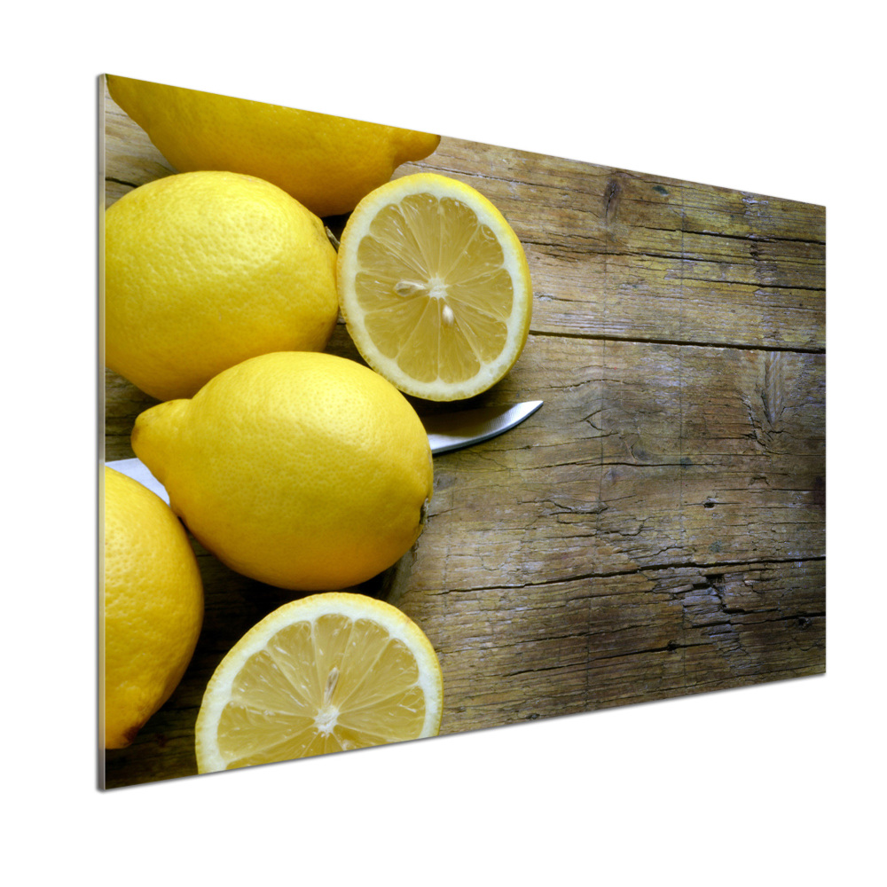 Panel do kuchni Cytryny na drewnie