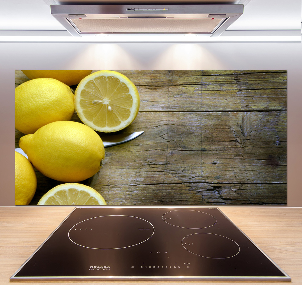Panel do kuchni Cytryny na drewnie