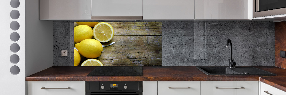 Panel do kuchni Cytryny na drewnie