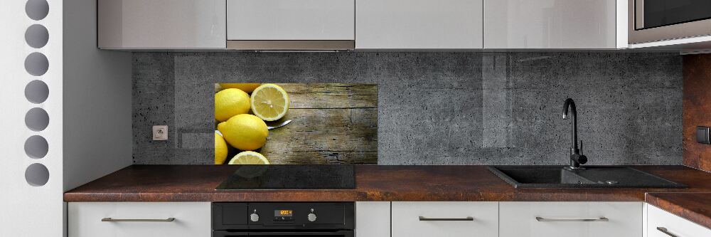 Panel do kuchni Cytryny na drewnie