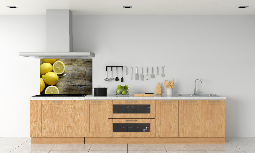 Panel do kuchni Cytryny na drewnie